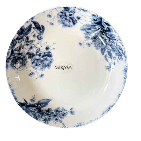 Mikasa PIPPA Blue & White Floral Bone China 8.5" Pasta Bowls Set of 2 New - Picture 1 of 3
